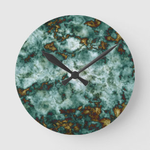 Horloge Ronde Texture de marbre verte avec des veines