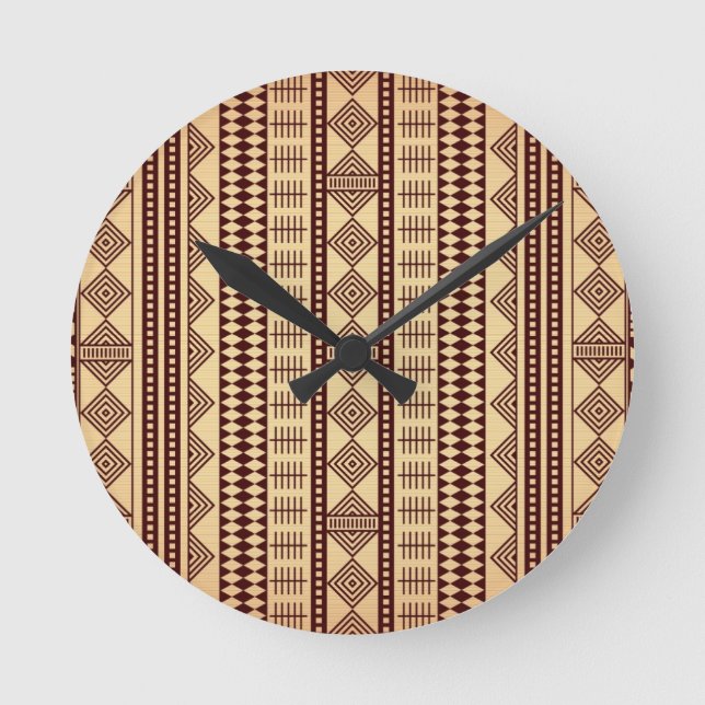 Horloge Ronde Texture ethnique Brown (Recto)