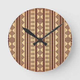 Horloge Ronde Texture ethnique Brown