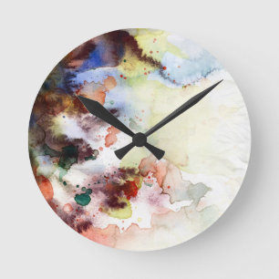 Horloge Ronde Texture grunge d'aquarelle abstraite avec la