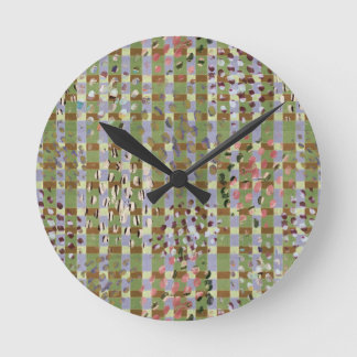 Horloge Ronde Textured Pointillism Grid Pattern Artwork
