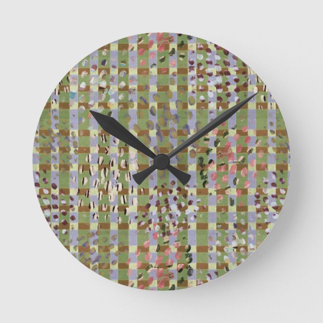 Horloge Ronde Textured Pointillism Grid Pattern Artwork (Recto)