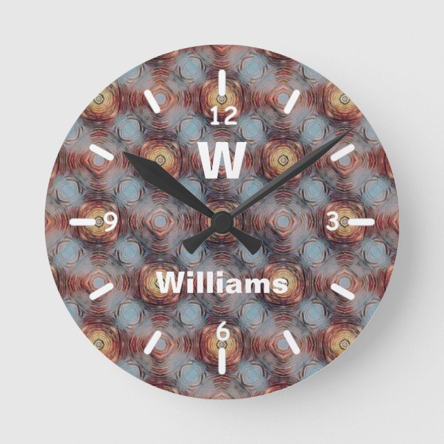 Horloge Ronde Textured Stone Abstract Modern Pattern monogram (Recto)