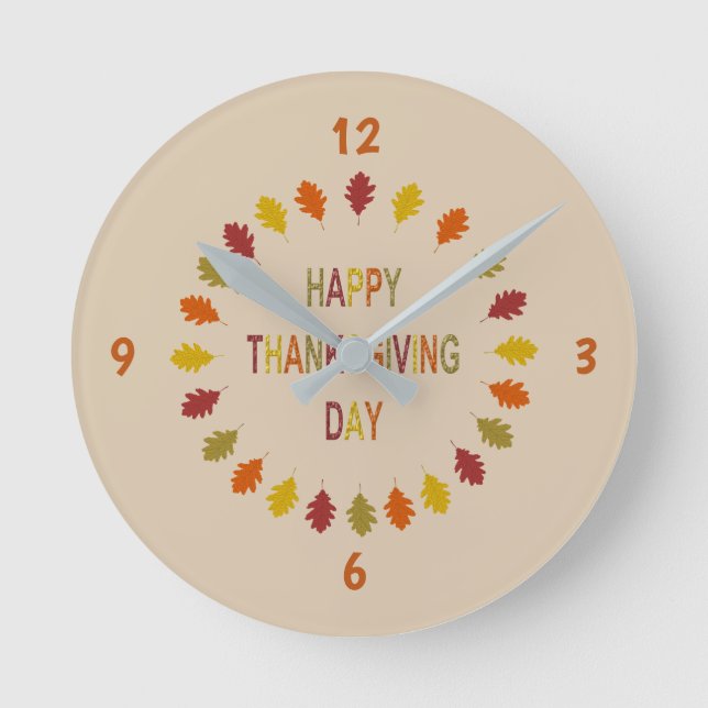 Horloge Ronde Thanksgiving Oak Leaves (Recto)