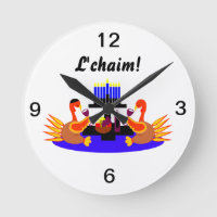 Thanksgivukkah Wine Tobelasting Turkeys Clock