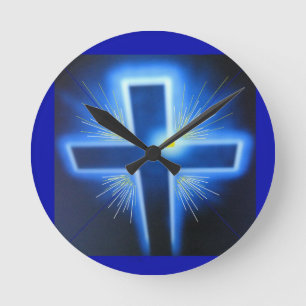Horloge Ronde The Backlit Blue Cross