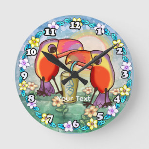 Horloge Ronde Thé des Toucans
