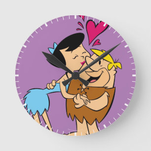 Horloge Ronde The Flintstones   Betty Kissing Barney