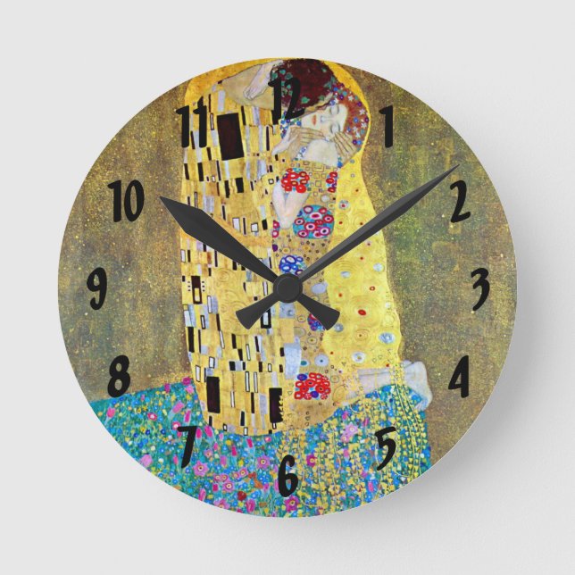 Horloge Ronde The Kiss (original Der Kuss) par Gustav Klimt (Recto)