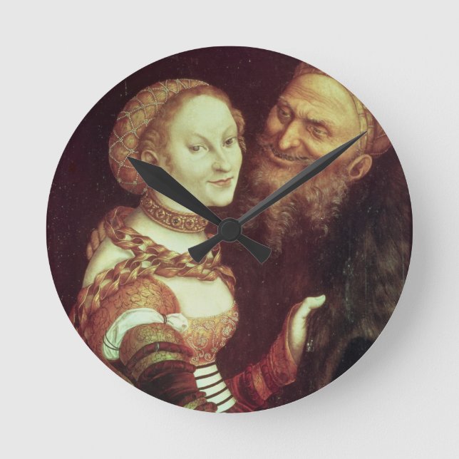 Horloge Ronde The Lovesick Old Man, 1553 (huile sur panneau) (Recto)