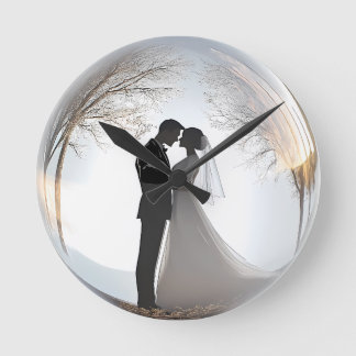 Horloge Ronde Thème de mariage Romantique