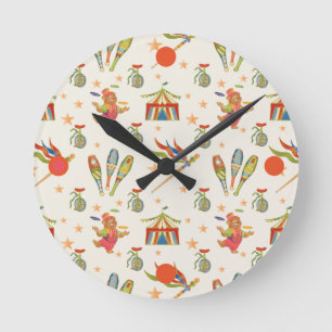 Horloge ronde thème ours de cirque pour enfant mig