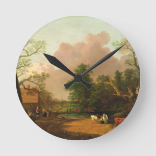 Horloge Ronde Thomas Gainsborough   un paysage avec des figures,