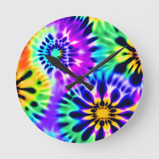 Horloge Ronde Tie Dye Swirling Motif Design (Recto)