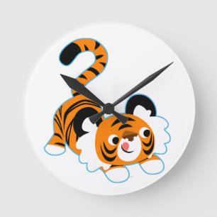 Horloge Ronde Tigre Cartoon Cute Prêt À Jouer