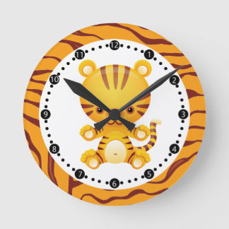 Horloge Ronde Tigre de dessin avec imprimé tigre