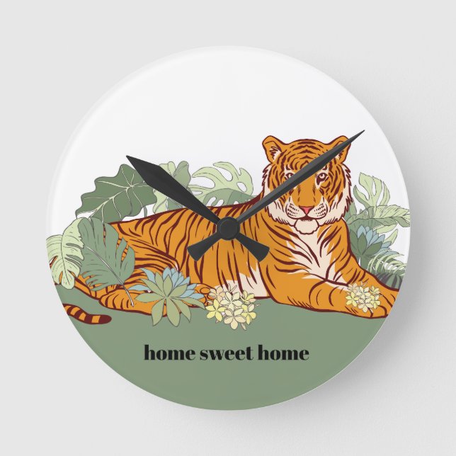 Horloge Ronde Tigre, jungle animale (Recto)