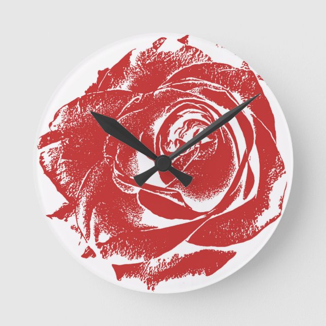 Horloge Ronde Timbre rouge moderne (Recto)
