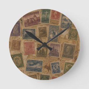 Horloge Ronde Timbres Postaux Anciens Éphémères Philatéliques