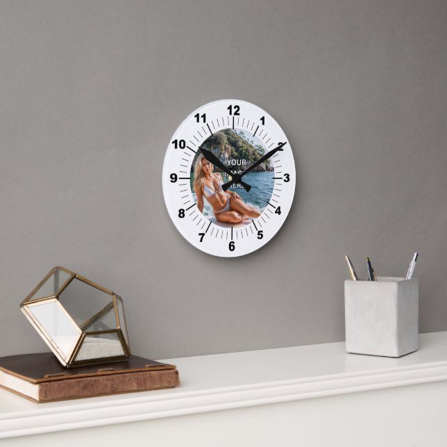 Horloge Ronde TIME! ⏰ Custom Wall Clock – Add Your Design (Bureau)