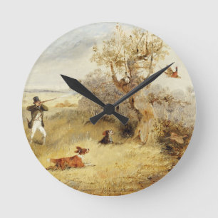Horloge Ronde Tir de faisan (huile sur la toile) 2