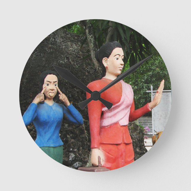 Horloge Ronde Tirer Les Visages Derrière Le Dos (Recto)