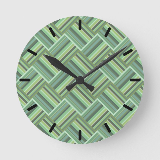 Horloge Ronde Tissage de bandes vert olive (Recto)