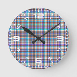 Horloge Ronde Tissu à carreaux Imprimé à carreaux Motif-57688