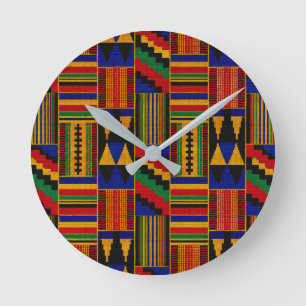 Horloge Ronde Tissu Kente de style africain