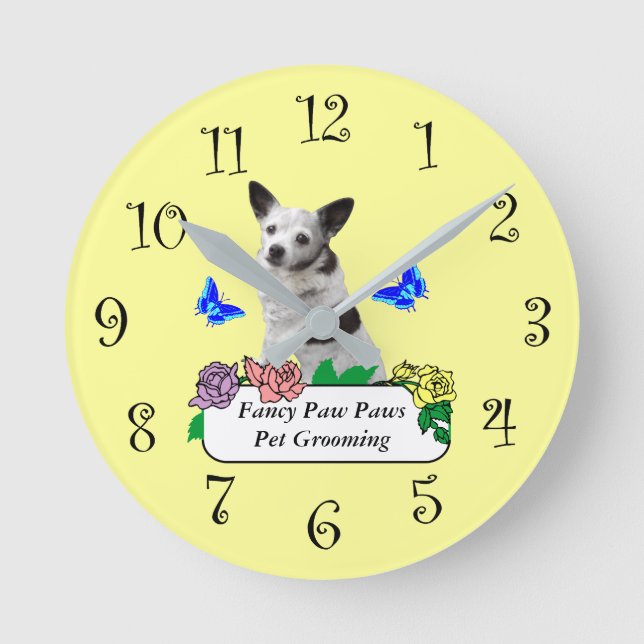 Horloge Ronde Toilettage de fantaisie d'animal familier ou (Recto)