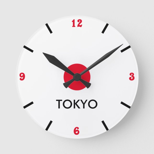Horloge Ronde Tokyo Capitale du Japon fuseau horaire minimaliste (Recto)