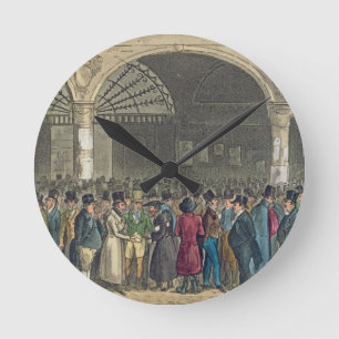 Horloge Ronde Tom et Jerry visitant la bourse des valeurs, de