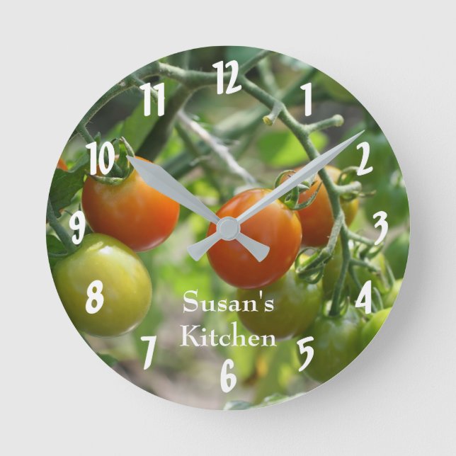 Horloge Ronde Tomates Cerises Sur La Cuisine De Vin (Recto)