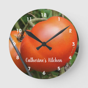 Horloge Ronde Tomates du jardin rouge personnalisées