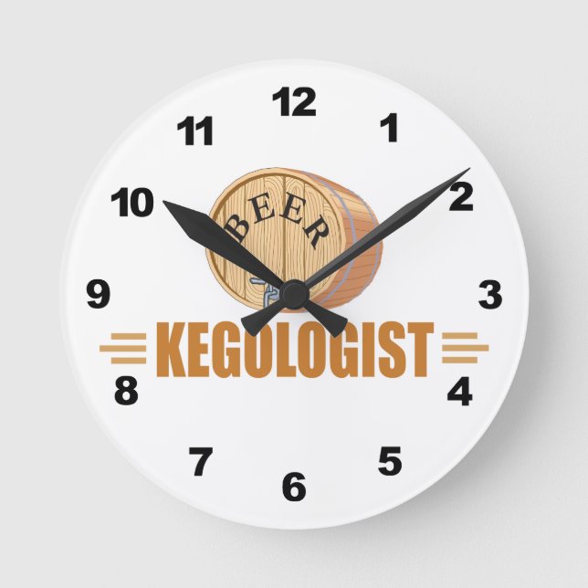 Horloge Ronde Tonneau de bière drôle (Recto)