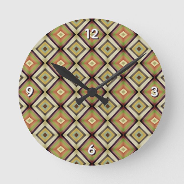 Horloge Ronde Tons chauds géométriques funky (Recto)