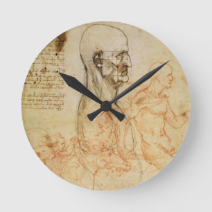 Horloge Ronde Torse d'un homme dans le profil, le chef carré