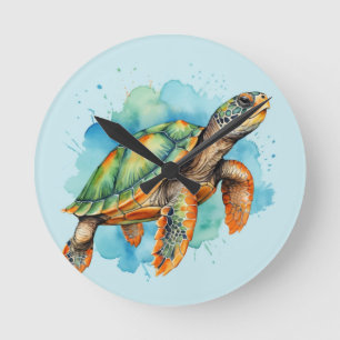 Horloge Ronde Tortue à peinture mignonne
