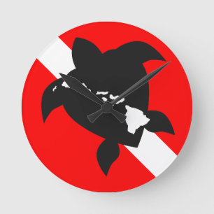 Horloge Ronde Tortue de drapeau de piqué