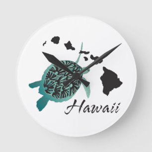 Horloge Ronde Tortue de mer d'Hawaii