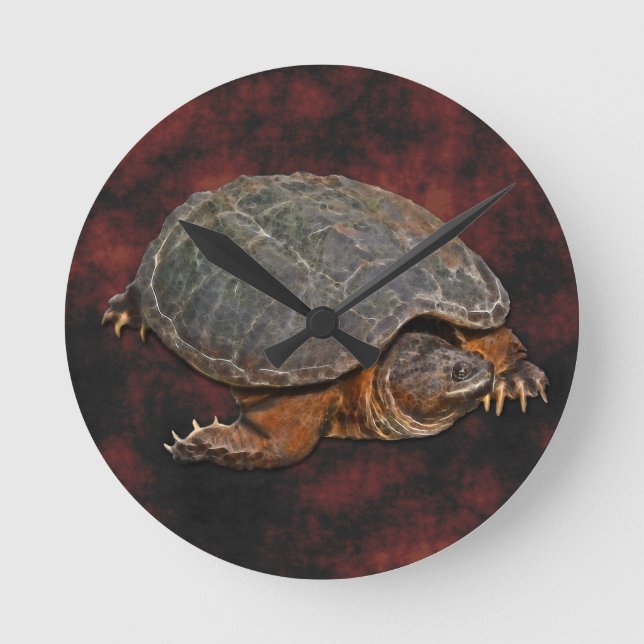 Horloge Ronde Tortue serpentine Terrapin-lover Cadeau (Recto)