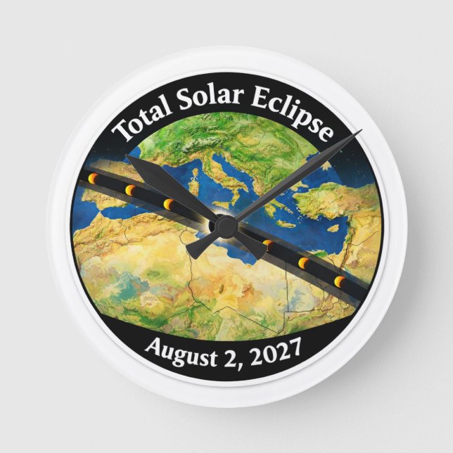 Horloge Ronde Total Solar Eclipse 2027 Map (Recto)