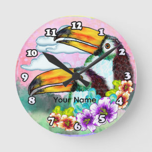 Horloge Ronde Toucans Tropicaux