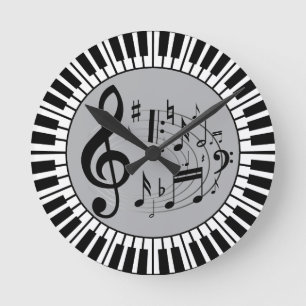 Horloge Ronde Touches De Piano Circulaire Et Notes De Musique