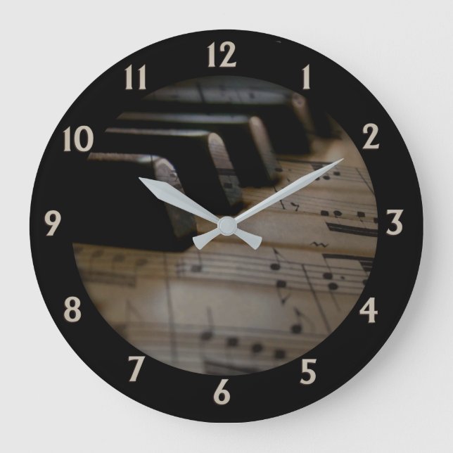 Horloge Ronde Touches de piano de musique ancienne grande horlog (Recto)