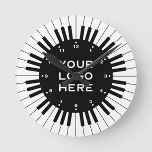 Horloge Ronde Touches de piano professionnelles avec logo person