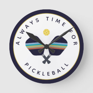 Horloge Ronde Toujours du temps pour Pickleball Paddles Bleu Jau
