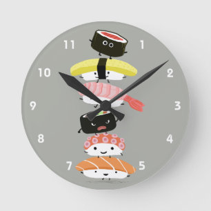 Horloge Ronde Tour de Sushi - Cute Amis Sushi