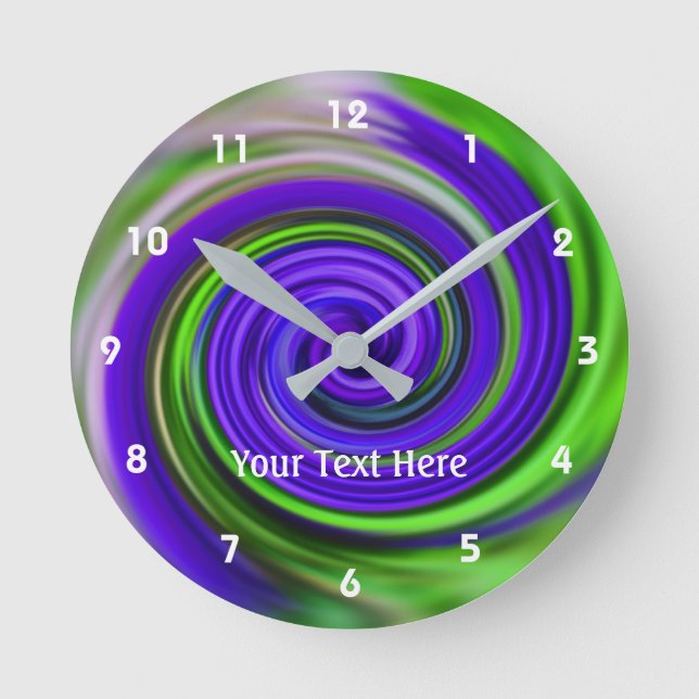 Horloge Ronde Tourbillon Abstrait Violet Et Vert (Recto)