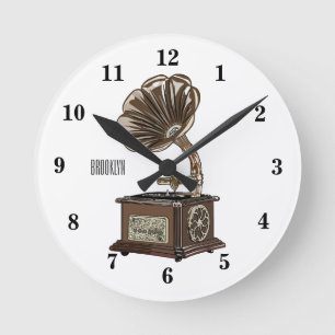 Horloge Ronde Tourne-disque dessin animé